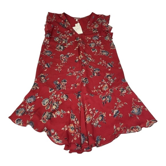 Joie Almarie B Tandoori Red Floral Silk Ruffle Lightweight
Mini Dress Size M - Picture 7 of 10